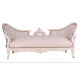 Sofa rococo din lemn masiv alb cu tapiterie crem