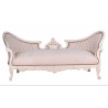 Sofa rococo din lemn masiv alb cu tapiterie crem