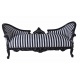 Sofa rococo din lemn masiv negru cu tapiterie in dungi