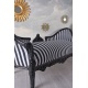 Sofa rococo din lemn masiv negru cu tapiterie in dungi