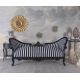 Sofa rococo din lemn masiv negru cu tapiterie in dungi