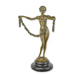 Dansatoare cu ghirlanda-statueta din bronz cu un soclu din marmura