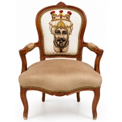 Semifotoliu baroc lemn masiv mahon cu medalion maharajah