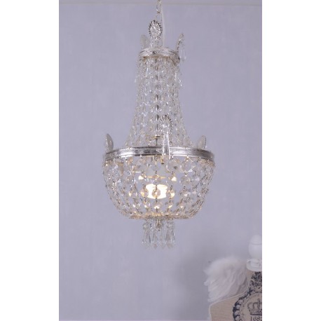 Lampa din alama masiva argintata cu cristale