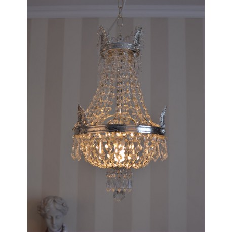 Lampa din alama masiva argintata cu cristale