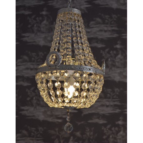 Lampa din alama masiva argintata cu cristale