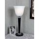 Lampa art deco din lemn si abajur din sticla