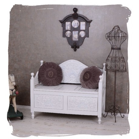 Banca din lemn masiv alv cu flori sculptate