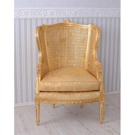 Fotoliu baroc din impletitura aurie cu tapiterie aurie