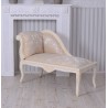 Sofa din lemn masiv alb cu tapiterie gri cu model bej