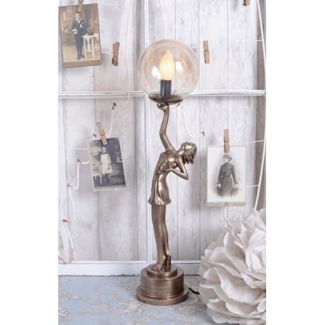 Lampa Art Deco cu o femeie cu faclie in mana