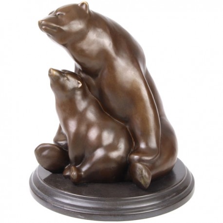 URsoiaca cu puiul-statueta din bronz pe un soclu din marmura