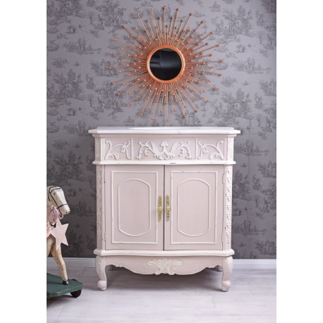 Lavoar din lemn masiv roz cu diverse decoratiuni