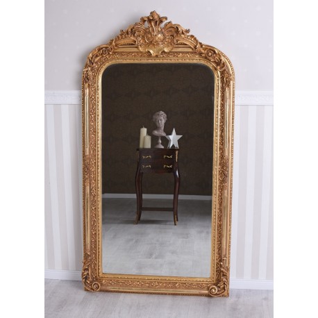 Oglinda baroc din cristal cu o rama aurie cu decoratiuni