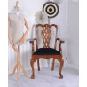 Scaun Chippendale din lemn mahon cu tapiterie neagra