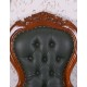 Fotoliu Chesterfield din lemn mahon cu tapiterie verde