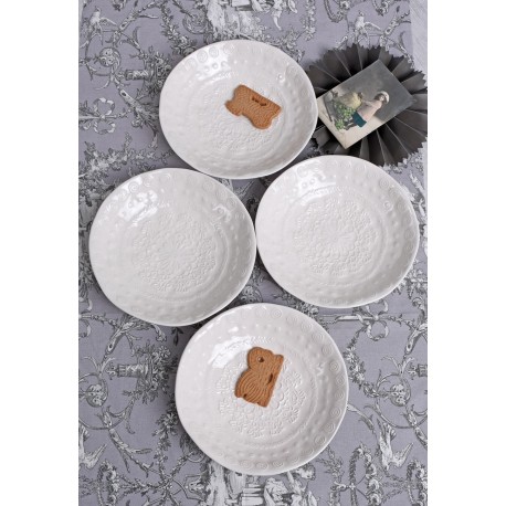 Set patru farfurii mari din portelan alb