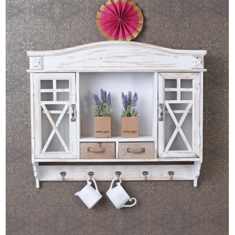 Bufet din lemn masiv alb antichizat